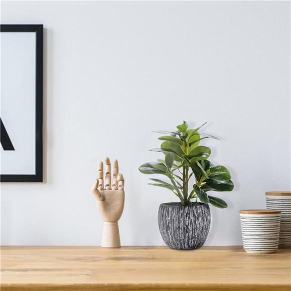 Artificial Potted Plant, Real Touch Artificial Oak Leaves Waterproof Fake Plants - Picture 4 of 7